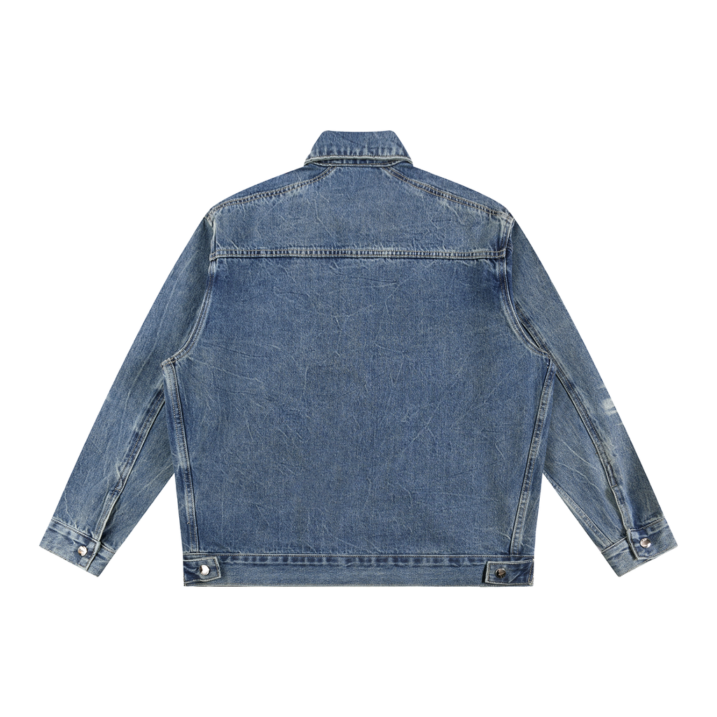 Vintage Wash Zip Up Denim Jacket